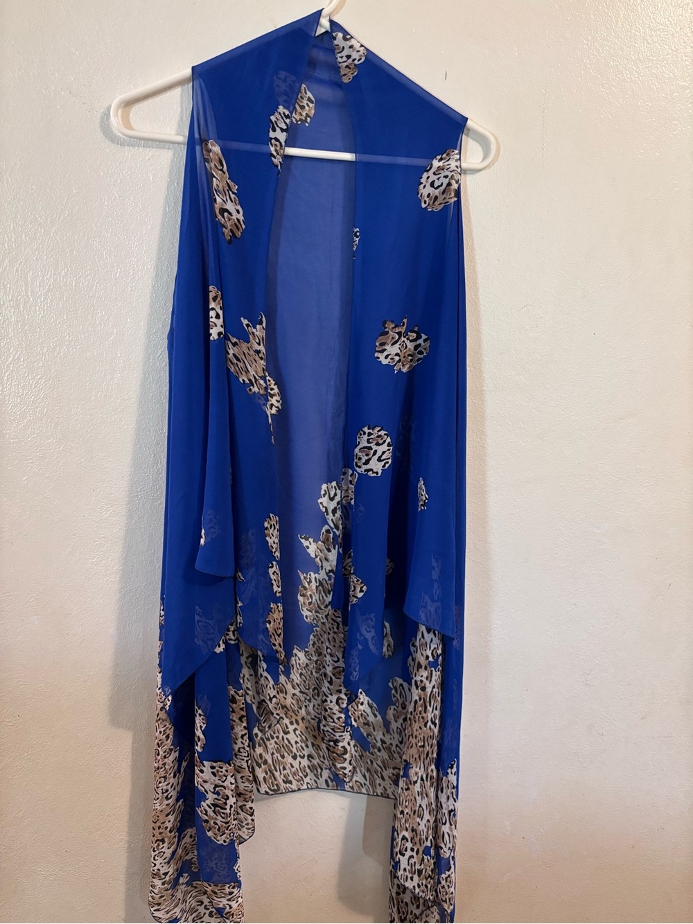 Blue Leopard Print Sheer Vest